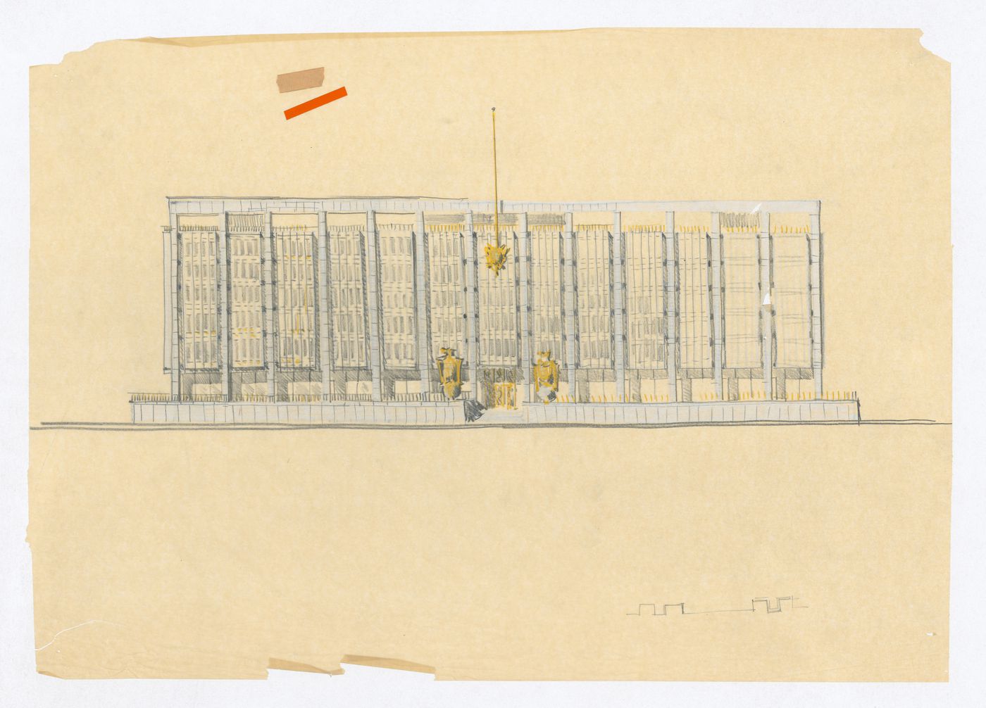 Façade elevation, United States Chancellery Building, London, England