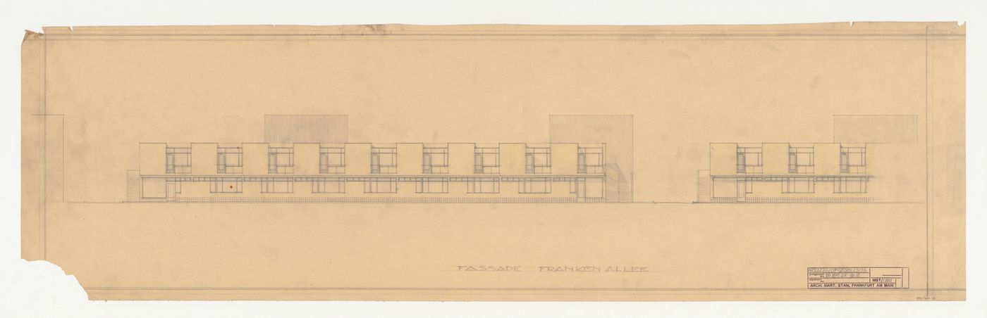 Elevation for housing units on the Frankenallee, Hellerhof Housing Estate, Frankfurt am Main, Germany