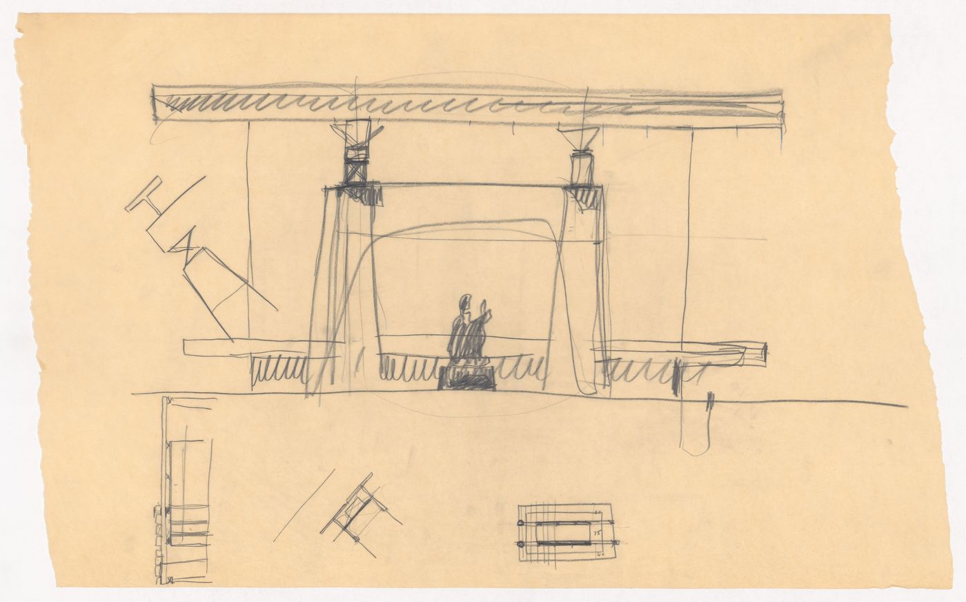 Sectional elevation sketch for a Symphony Hall, Pittsburgh