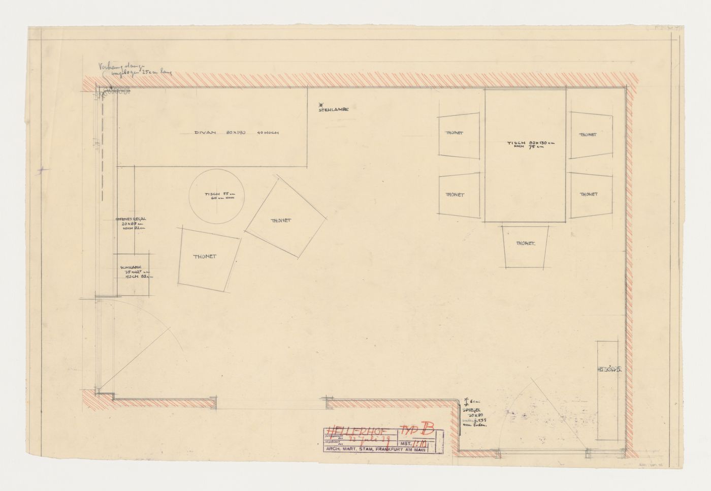 Plan, possibly for a type B office, Hellerhof Housing Estate, Frankfurt am Main, Germany