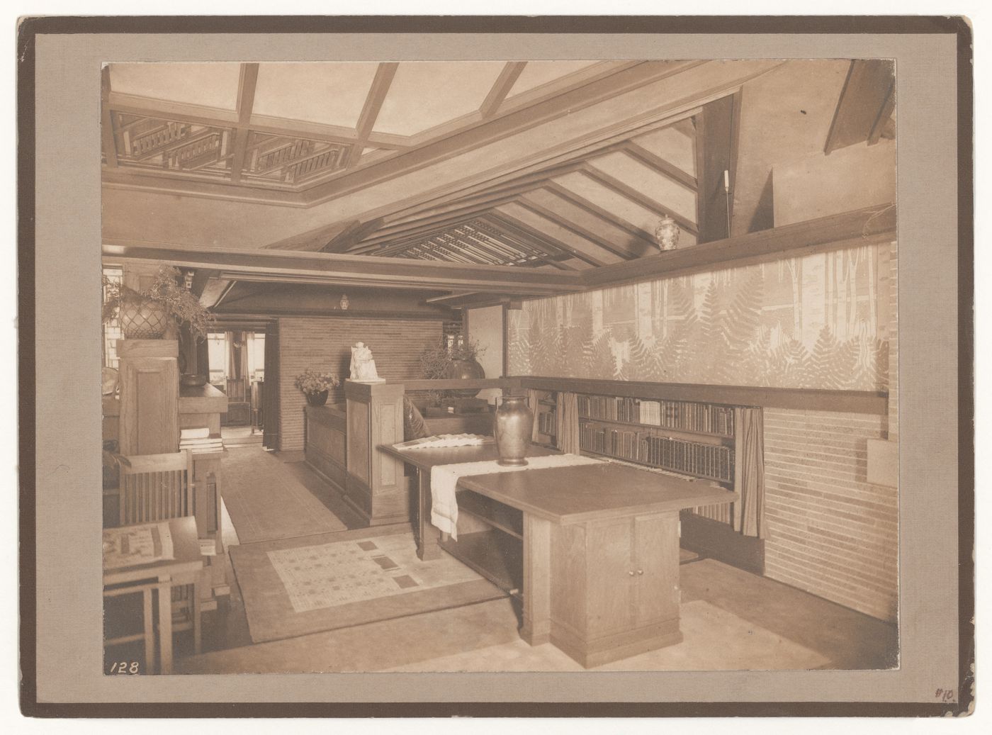 Interior view of Coonley House showing the living room, Riverside, Illinois