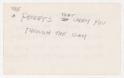 The pockets that carry you through the day [verso] Identity papers & keys is a an ultimate context in society especially before the law that gives you a constant fixed position