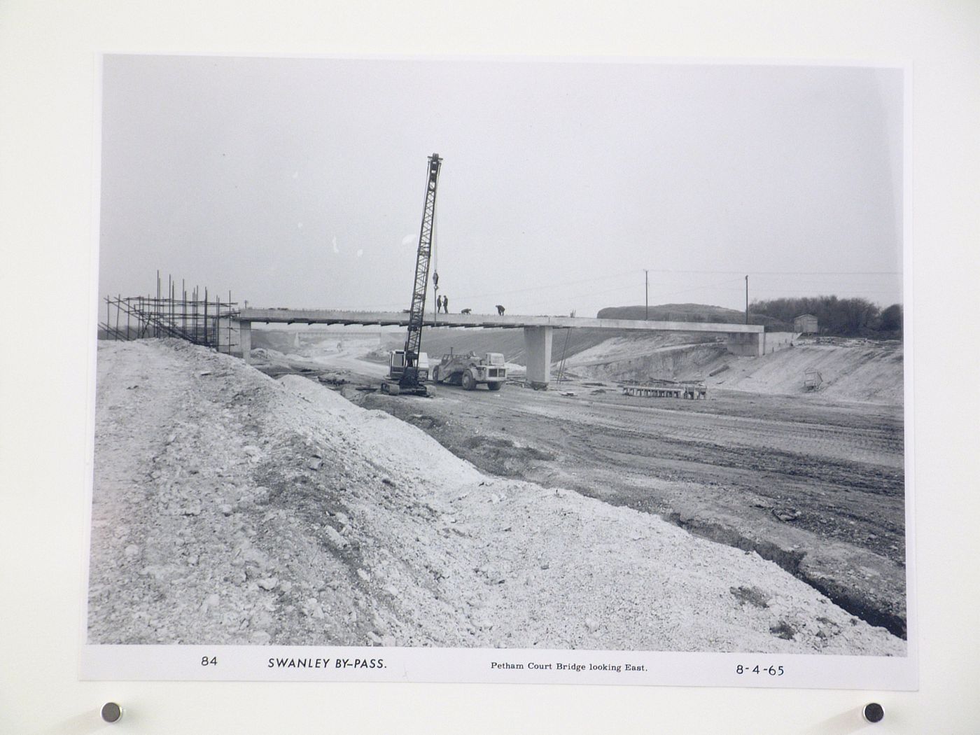 View of Petham Courth Bridge looking east, during construction of the Swanley Bypass, England