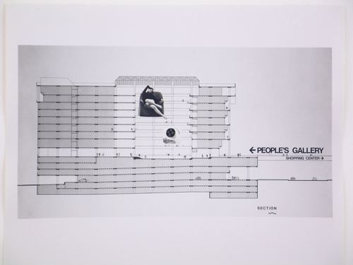 Photograph of a photocollage and section for the Resource Center, Century City, Los Angeles, California