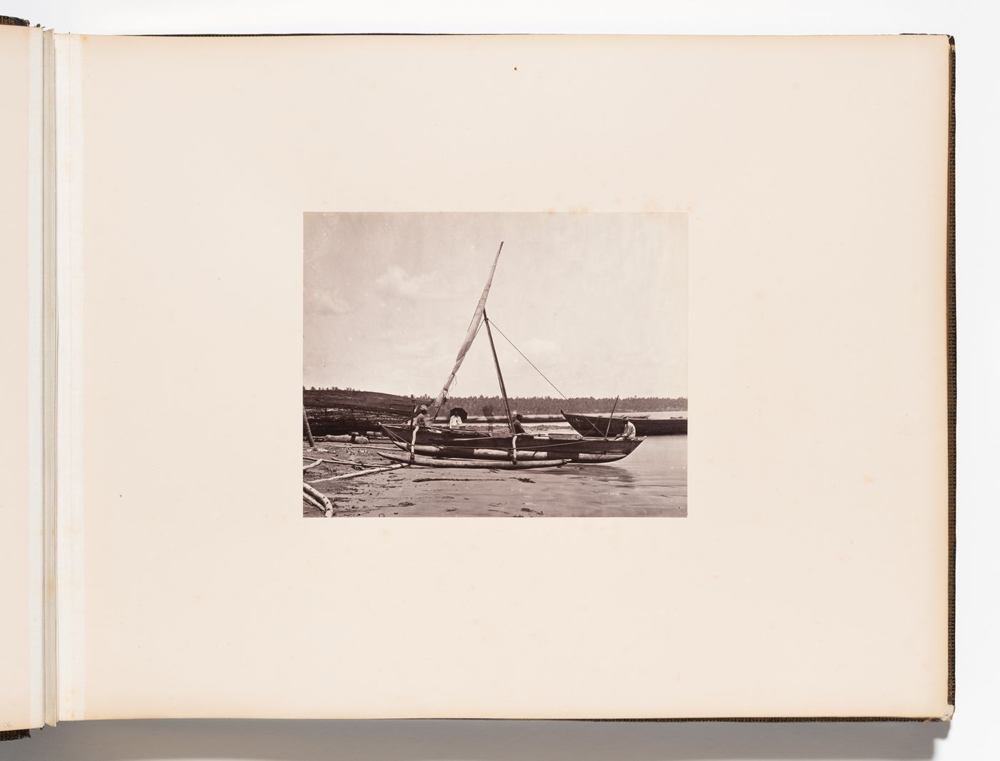 View of boats on a shore, Point de Galle (now Galle), Ceylon (now Sri Lanka)