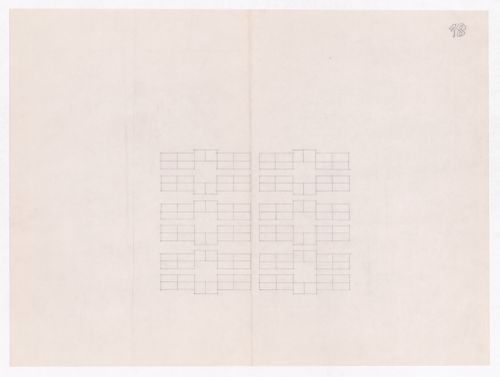 Sketch showing plots layout development for Minimum Cost Housing Group's plot in Aranya township, India, for Aranya Housing Project