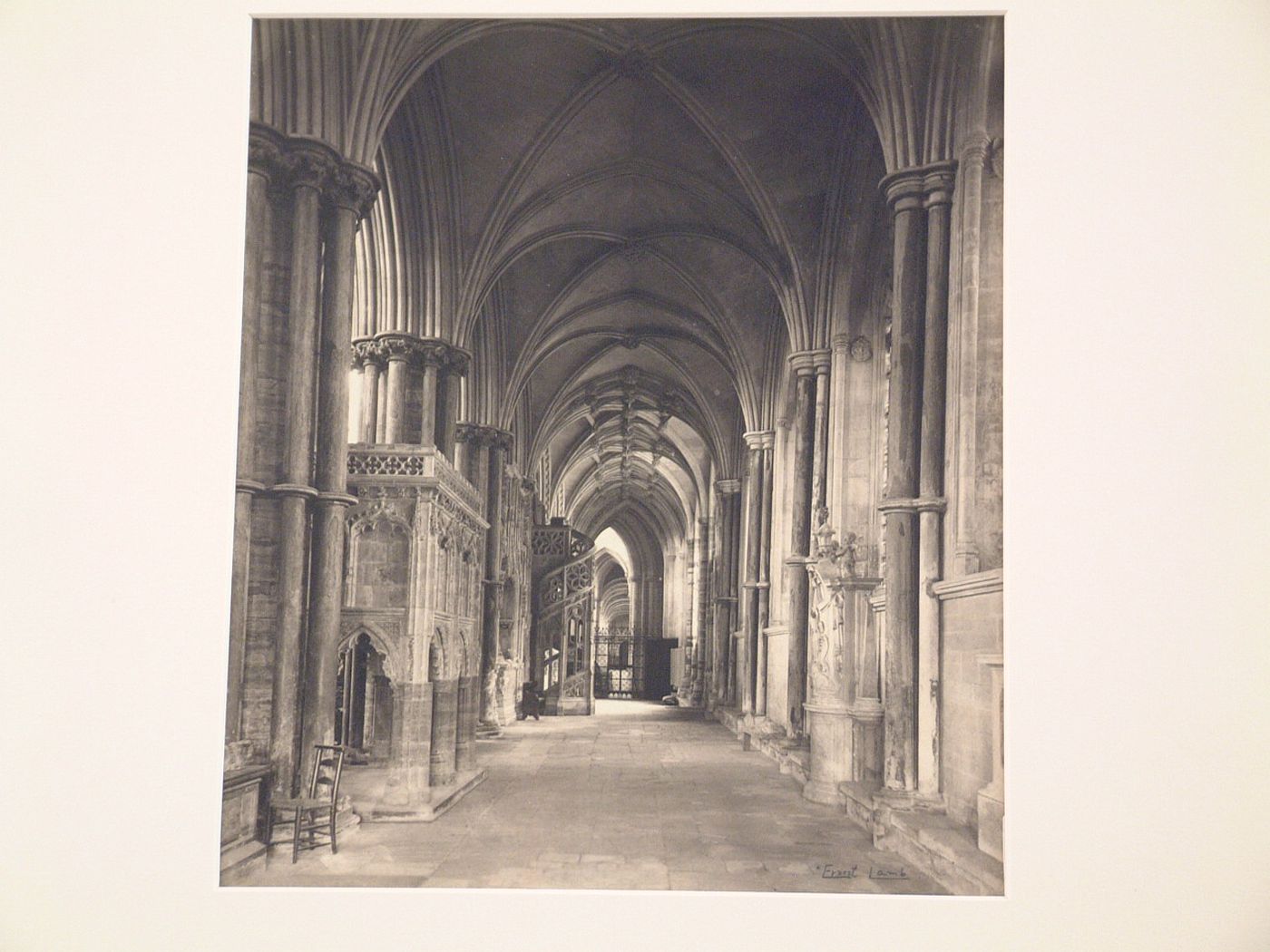 Unidentified cathedral interior, view at nave