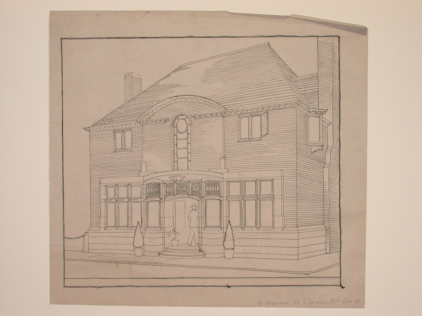 Perspectival view showing a house