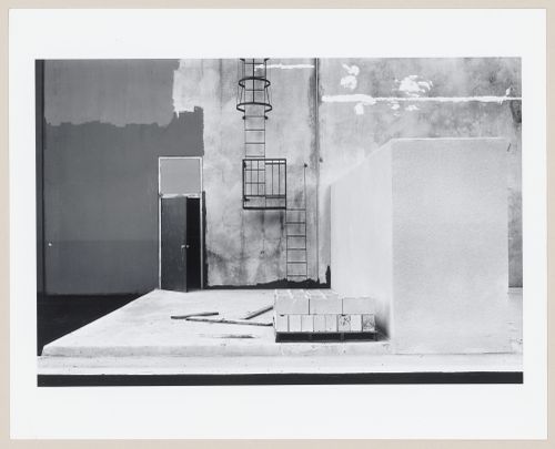 Detail view of construction next to the east wall of Xerox, 1821 Dyer Road, Santa Ana, California, United States, from the series “The new Industrial Parks near Irvine, California”