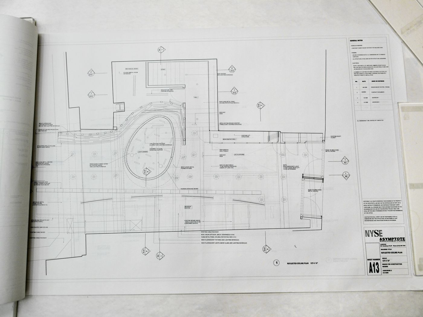 Reflected ceiling plan for Advanced Trading Floor Command Center, New York City