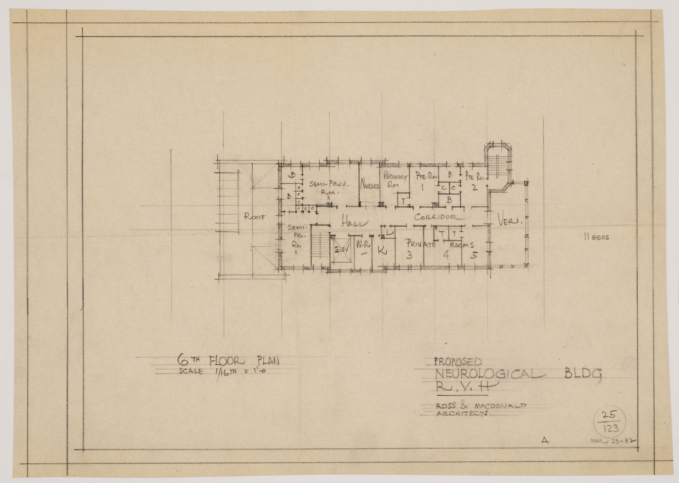 Montréal Neurological Institute, Montréal, Québec: sixth floor plan