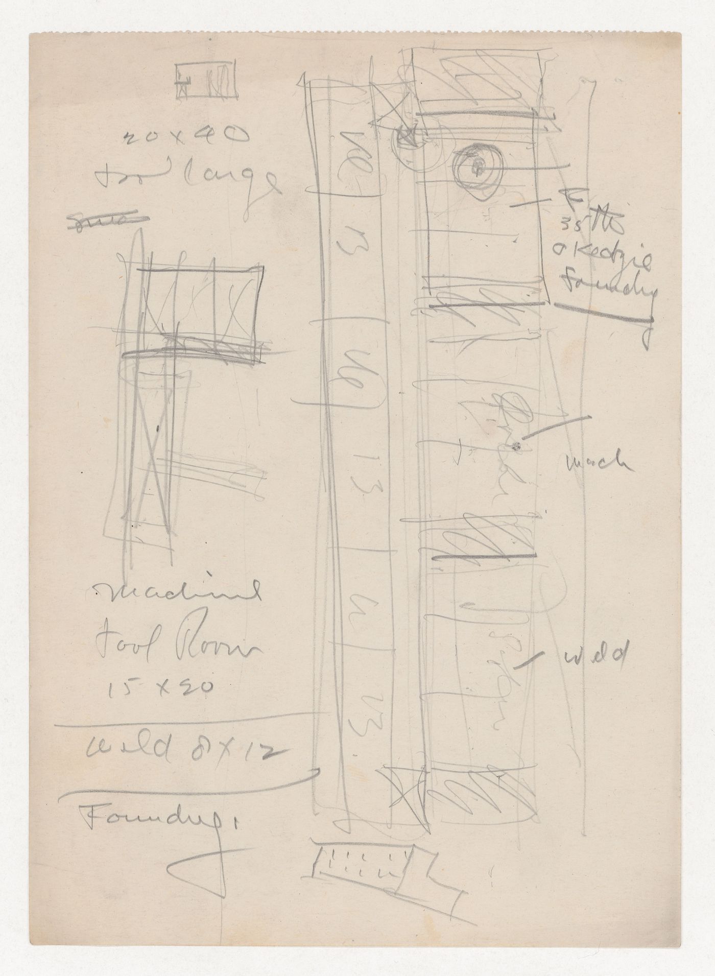 Sketch plans for a campus building for Illinois Institute of Technology