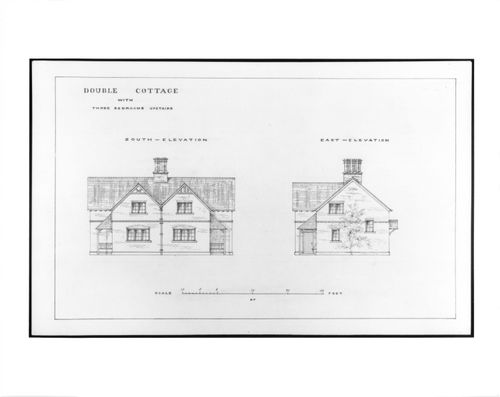 South and east elevations for a Double Cottage with three bedrooms, Estate of Charleville Castle, Tullamore, County Offaly, Ireland