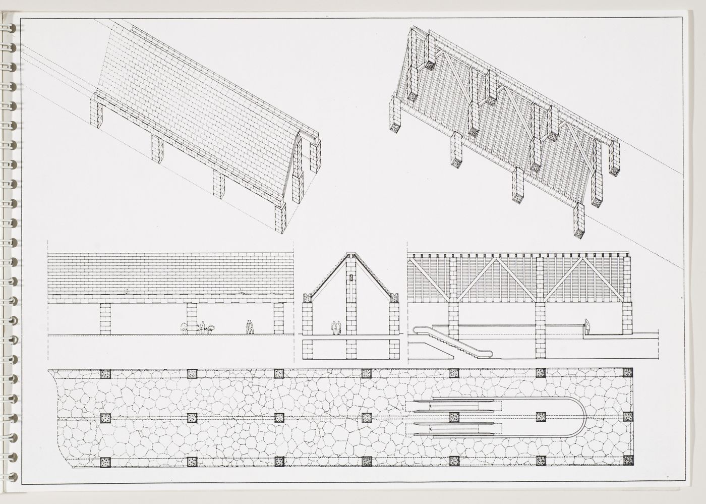 Paternoster Square, London, England: axonometrics, sections and plan for the loggia, from the architect's report
