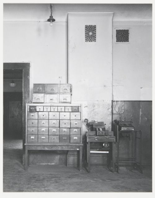 Detail view of auditor's storeroom, basement, Old City Hall, Boston, Massachusetts, United States