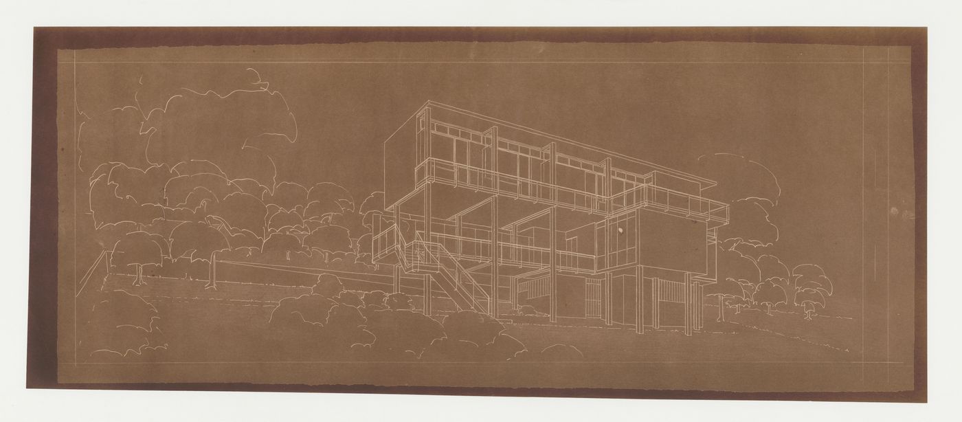 Perspective for Villa Palicka showing the first stage of design, Prague, Czechoslovakia (now Czech Republic)