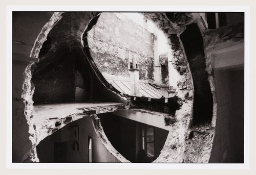 Interior view of Gordon Matta-Clark's Conical Intersect, Paris