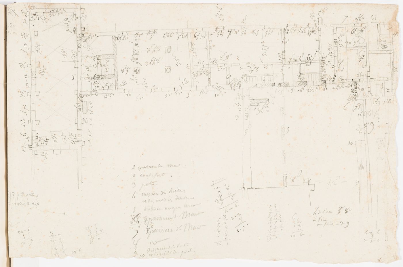 Sketch plan and dimensioning of the ground floor of the outbuildings, Domaine de La Vallée