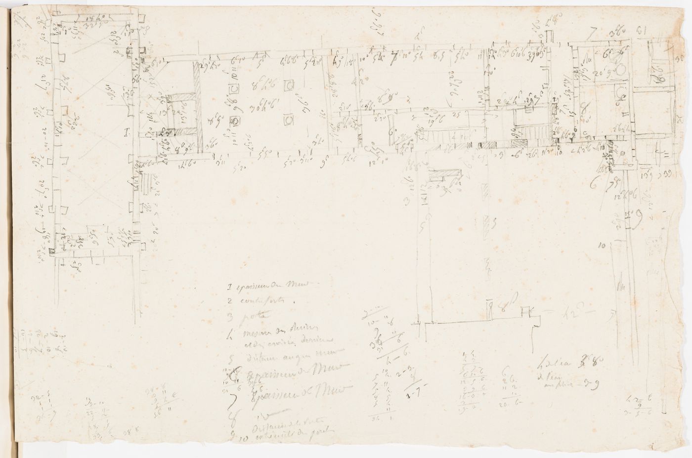 Sketch plan and dimensioning of the ground floor of the outbuildings, Domaine de La Vallée
