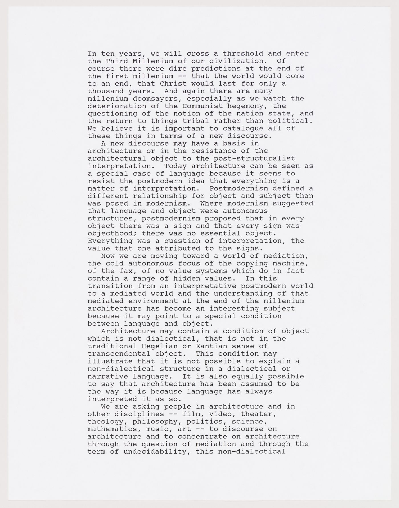 Anyone Corporation's "Philosophic Umbrella" written by Cynthia Davidson