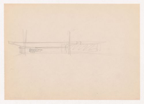 Perspective sketch for Museum for a Small City showing the interior