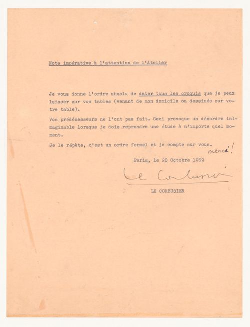 Note to Atelier staff