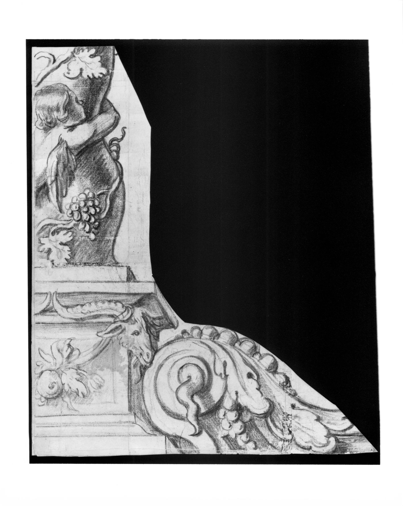Fragment - column base with putto