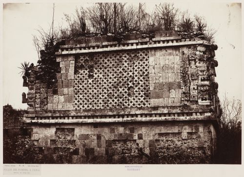 Partial view of the Nunnery Quadrangle showing a close-up view of a frieze on the south façade, Uxmal Site, Mexico