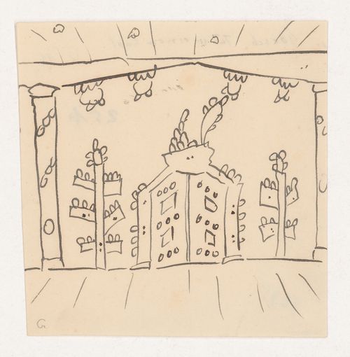 Visionary design for a doorway and part of a room