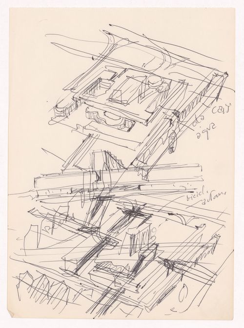 Sketch axonometric views for Madame Lotte Pohl, Santiago do Cacém, Portugal