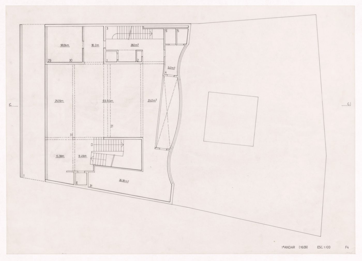 First floor plan for Caixa Geral de Depósitos, Matosinhos, Portugal