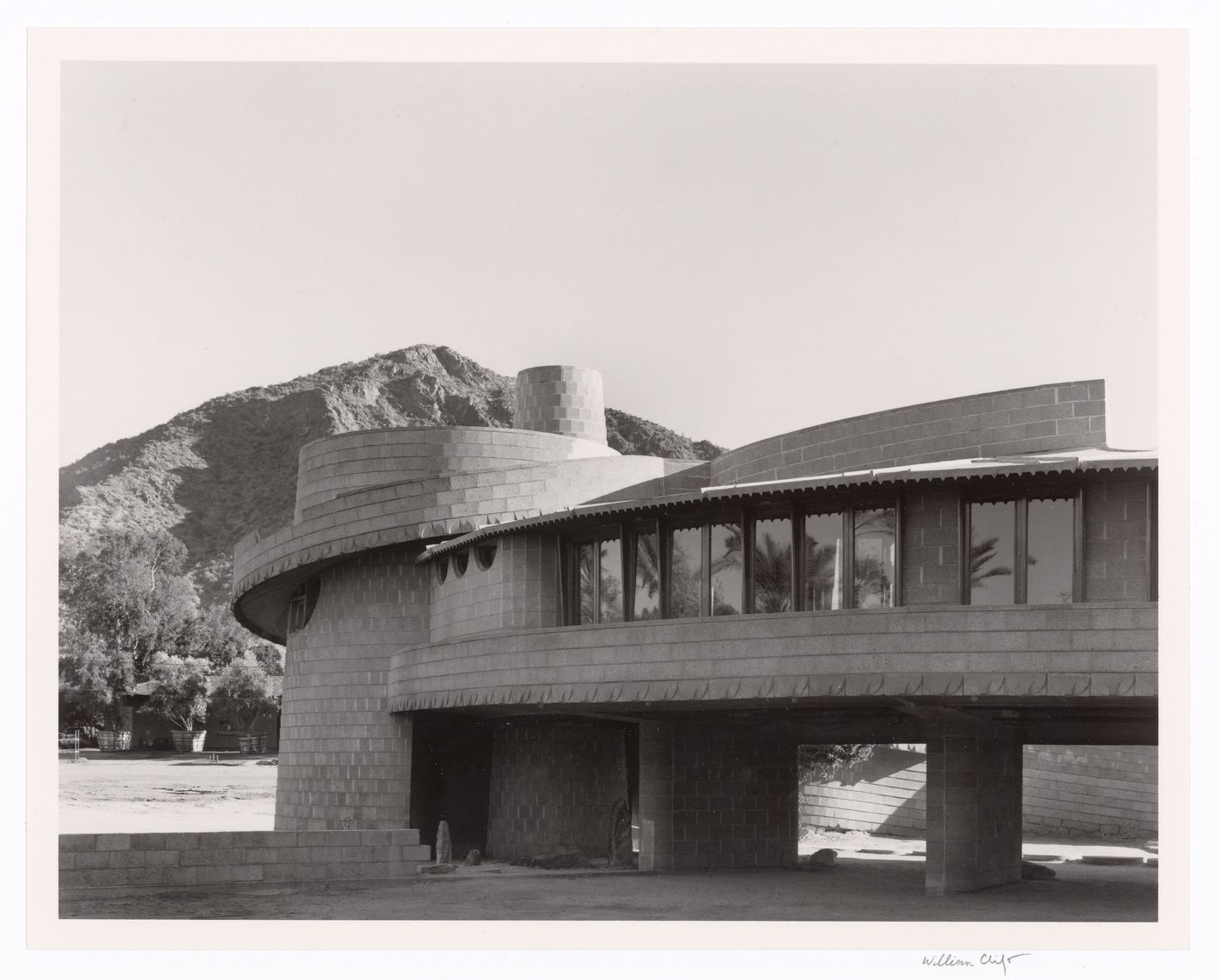 Exterior of house with Camelback Mountain, from the series The David and Gladys Wright House