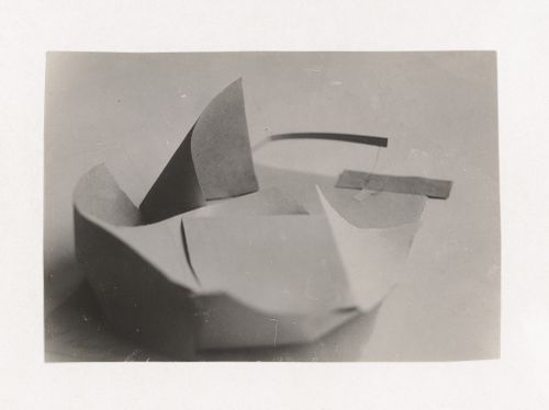 Photograph of a student model on the topic "Organization of Space over a Horizontal Surface (Rectangular, Square, Round)" for the "Space" course at the Vkhutemas (Higher State Artistic Technical Studios), Moscow