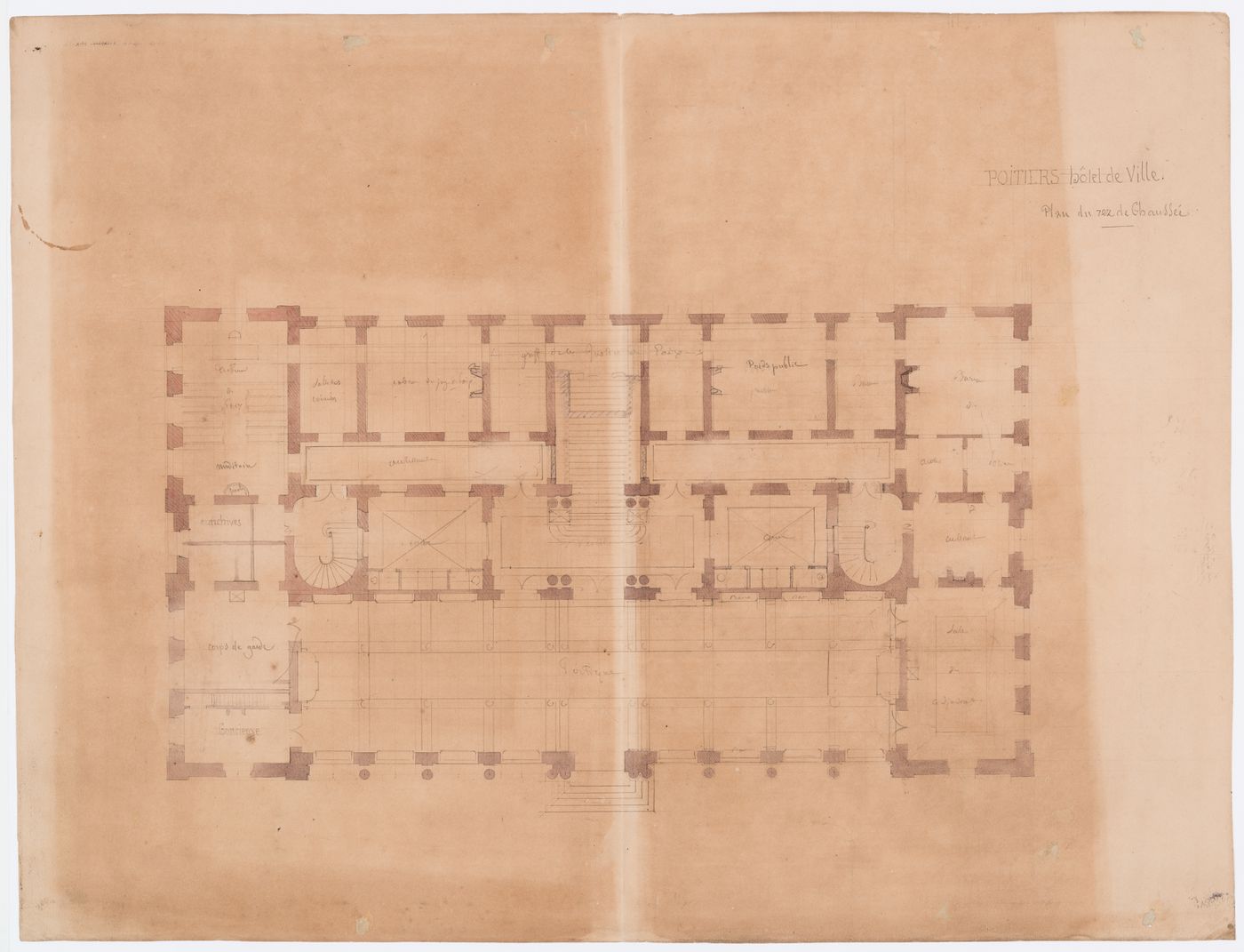 Project for a Hôtel de ville, Poitiers: Ground floor plan