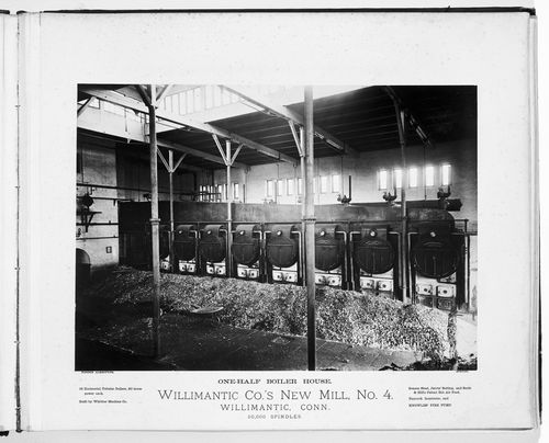 Interior view of the boiler house in the Willimantic Company’s new mill, no. 4, town of Willimantic, now Windham, Connecticut, United States