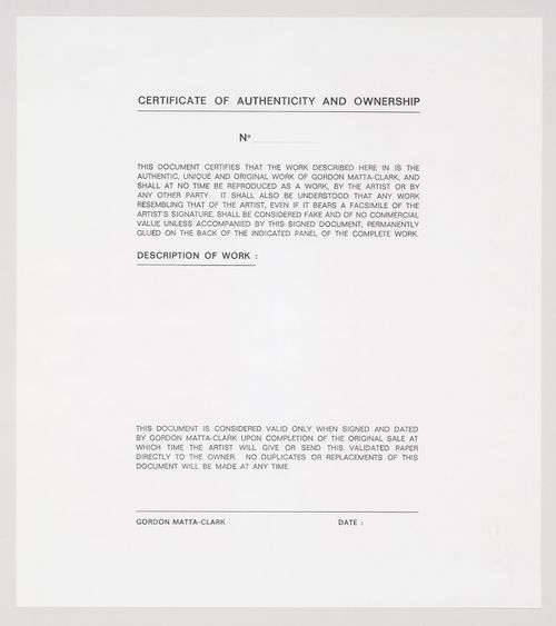 Certificate of Authenticity and Ownership