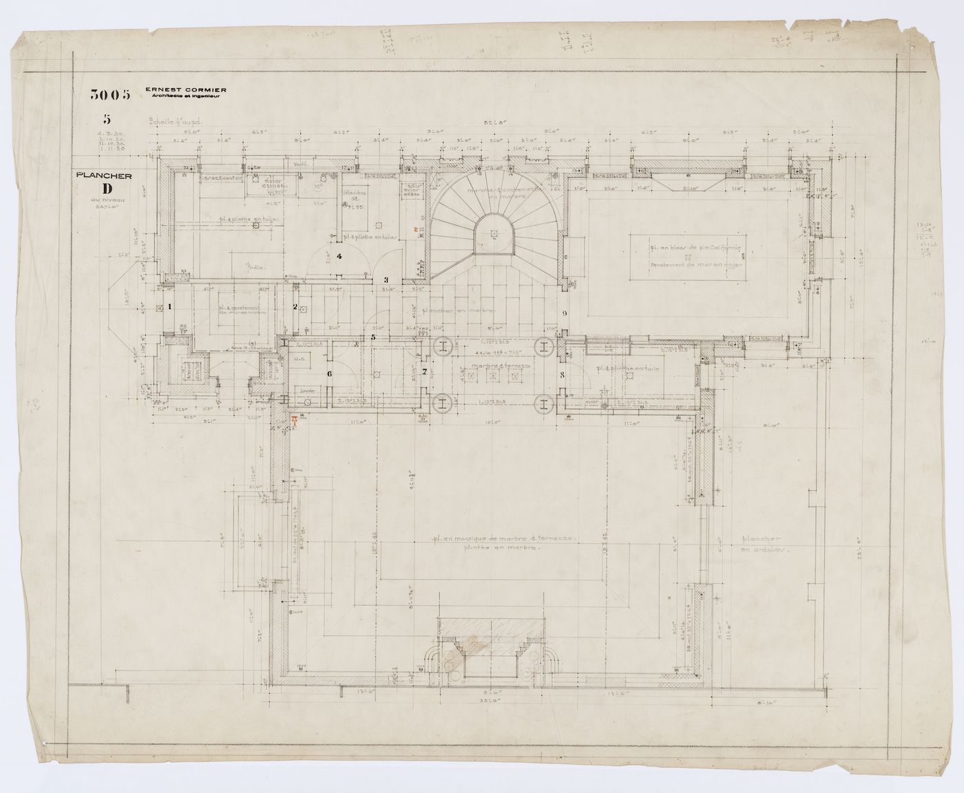 Plan d'un étage, plancher D, Résidence Ernest Cormier, 1418 Avenue des Pins Ouest, Montréal (1929-1957)