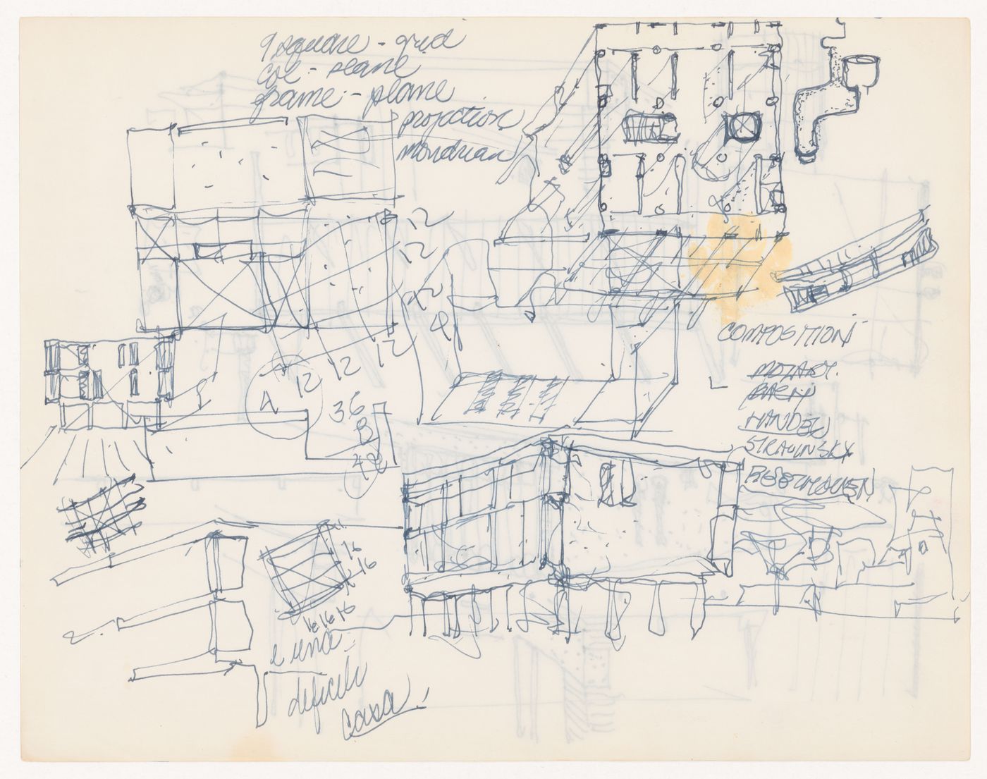 Sketches with annotations for Texas Houses