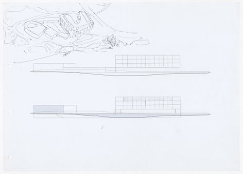 Sections and sketch axonometric views for Parque de Pedras Salgadas, Hotel Avelames, Spa e Casa de Chá, Pedras Salgadas, Portugal