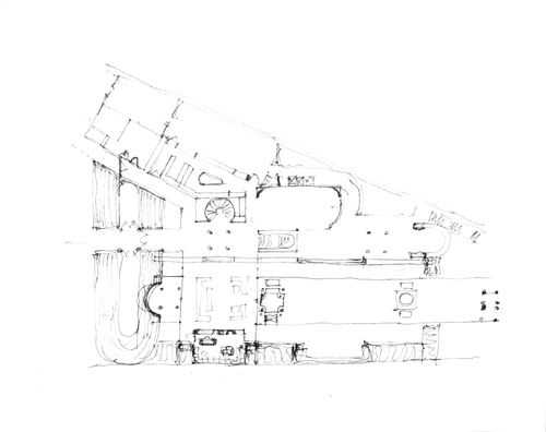 Detailed plan study, main level, plan study showing structural detail, lower level, conceptual sketch plan of beach house