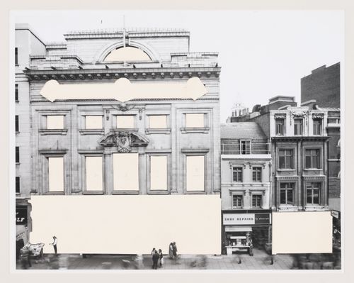 Photomontage of Oxford Corner House, London--from the project file "O.C.H. Feasibility Study"