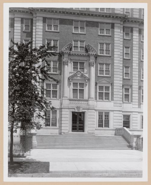 View of the main entrance to Clara Ford Nurses' Home, Henry Ford Hospital, Detroit, Michigan