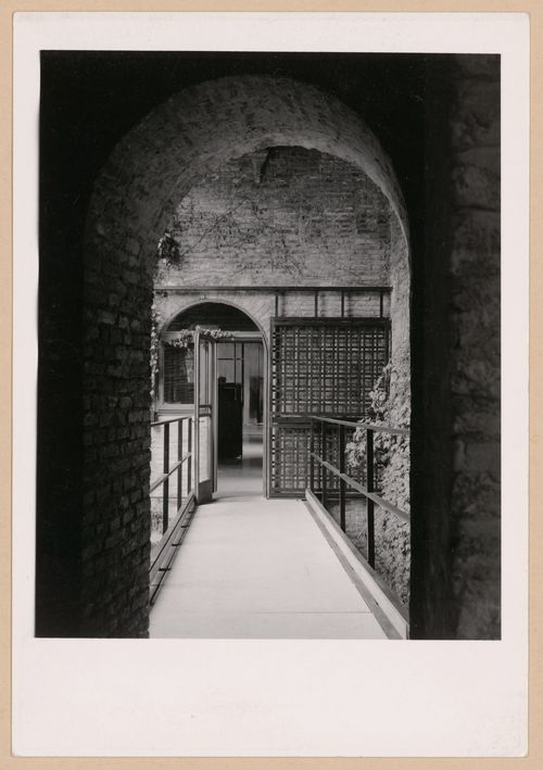 View of a doorway and an exterior walkway, Museo di Castelvecchio, Verona, Italy