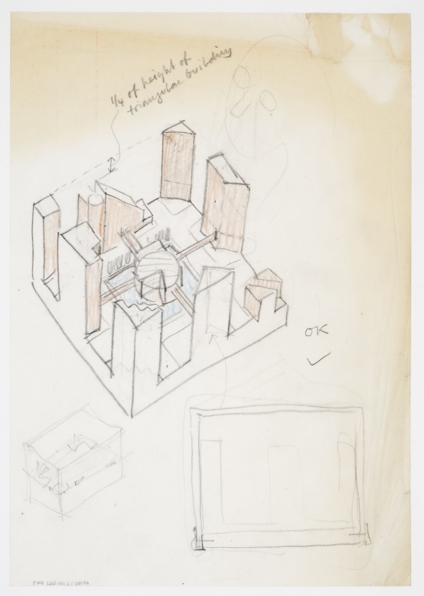 Houston Circle, Houston, Texas: axonometric and sketches