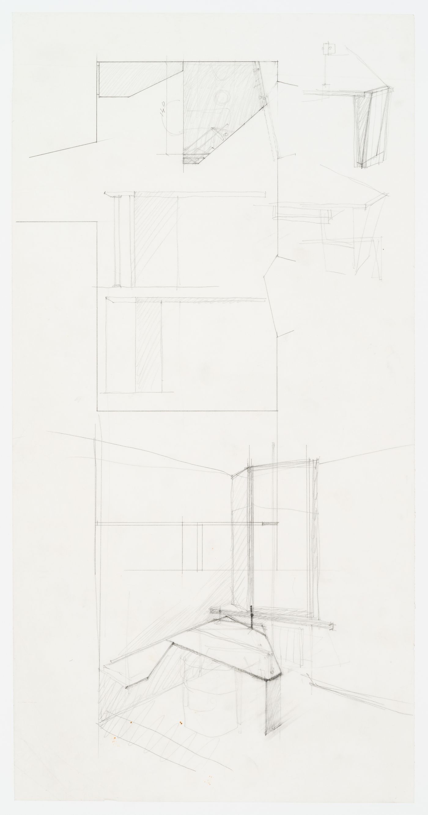 Sketch of the office on the first floor for Casa Frea, Milan, Italy