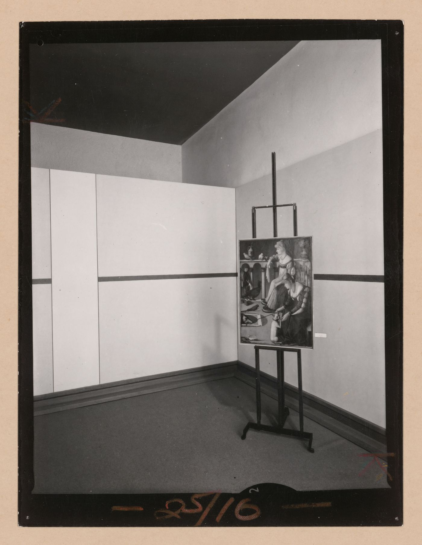 Interior view of a gallery showing a painting on an easel, Museo Correr, Venice, Italy