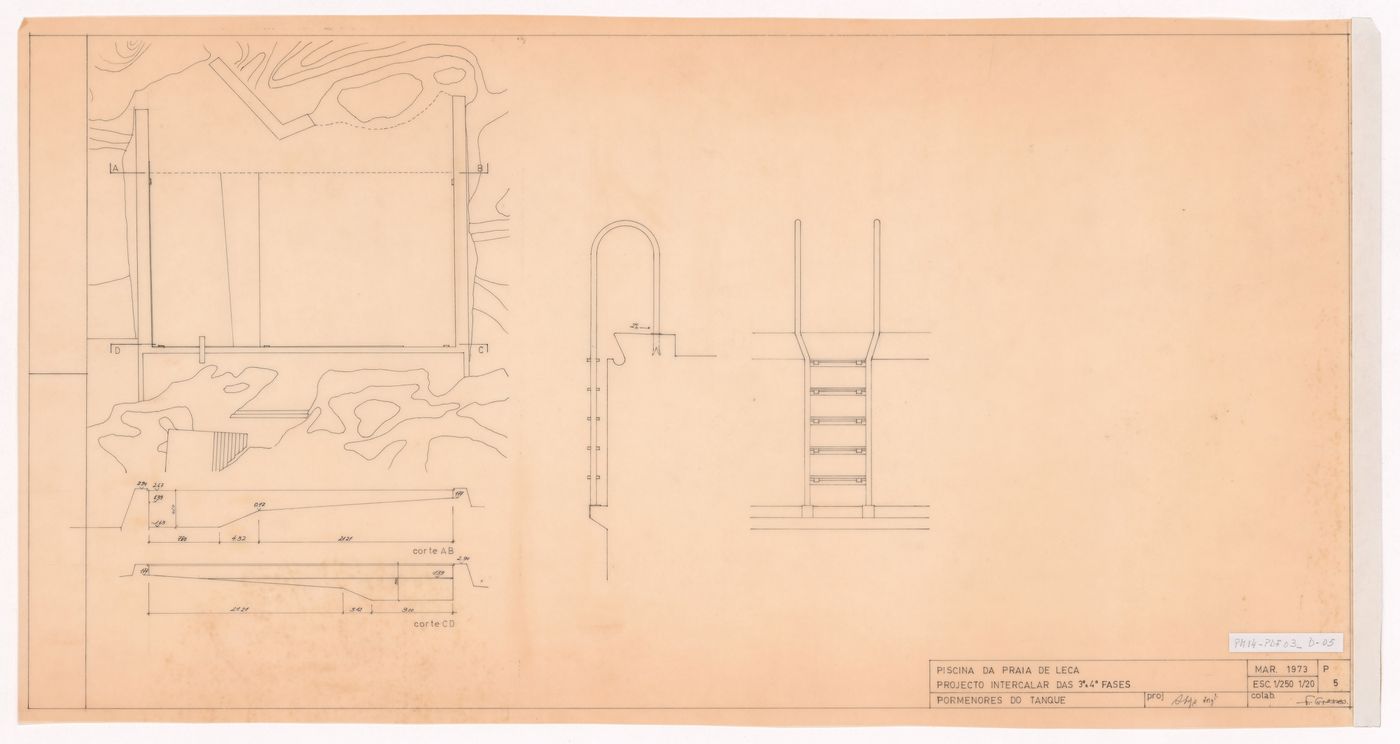 Plan, section and details of ladder for Piscina das Marés, Leça da Palmeira, Portugal