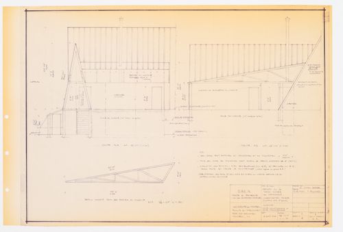 Climatisation solaire "système passif et actif" : garage : coupes longitudinale et transversale, Maison du docteur Simon Richer, Nominingue, Québec, Canada
