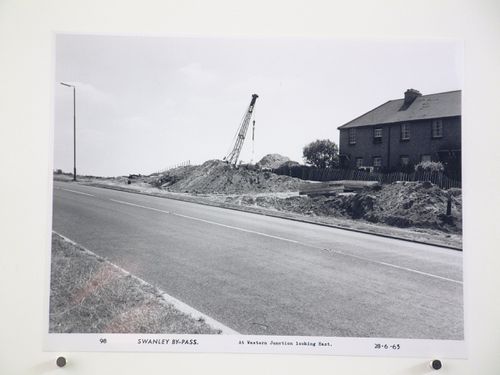 View at western junction looking east, during construction of the Swanley Bypass, England