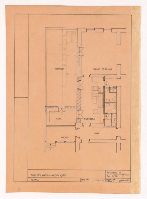 Club modification plan for Banco Pinto & Sotto Mayor, agência e clube, Lamego, Portugal